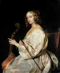 Jeune femme jouant de la viole de gambe